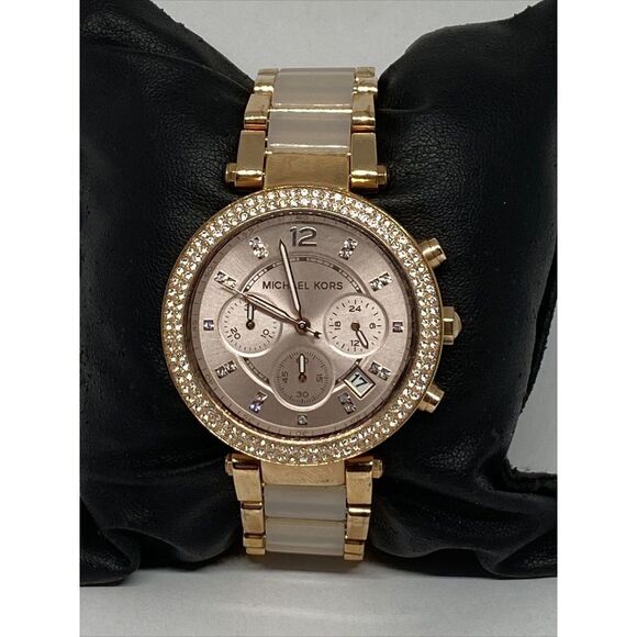 Michael Kors Parker MK5896 Womens Stainless Steel Analog Dial Quartz Watch WO345 - Picture 1 of 12